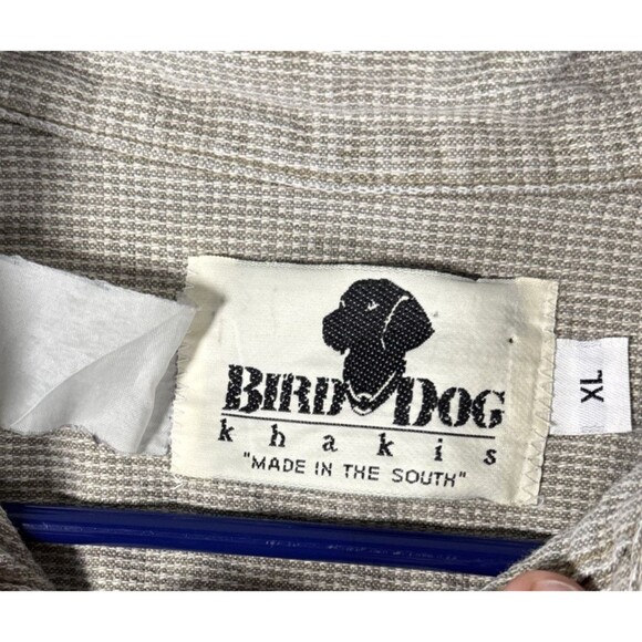 Vintage Bird Dog Khakis Shirt Mens Size XL Shacket Flannel Taupe Camping Outdoor - Picture 6 of 13